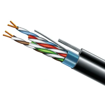  Зображення ЗЗКМ Cat. 5e F/UTP PE 4х2х24 AWG + S. M. трос (к)(72113) бухта 500м. 