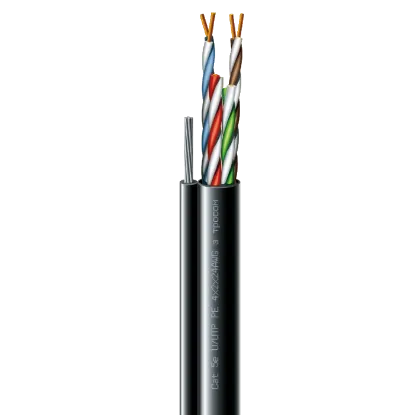  Зображення ЗЗКМ Cat. 5e U/UTP  РЕ steel cord 4x2x24 AWG (k) трос (70910181) бухта 305м 