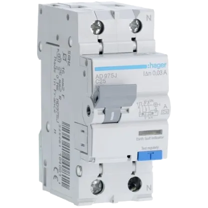  Зображення Hager Hager 1+N С25/30mA 6кА, тип-A AD975J 