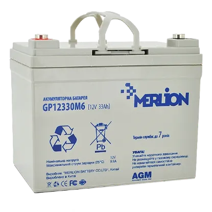  Зображення Merlion MERLION AGM GP12330M6 12 V 33 Ah 