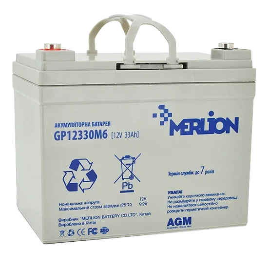  Зображення Merlion MERLION AGM GP12330M6 12 V 33 Ah 