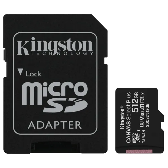  Зображення Kingston 512GB micSDXC Canvas Select Plus 100R A1 C10 Card + ADP 