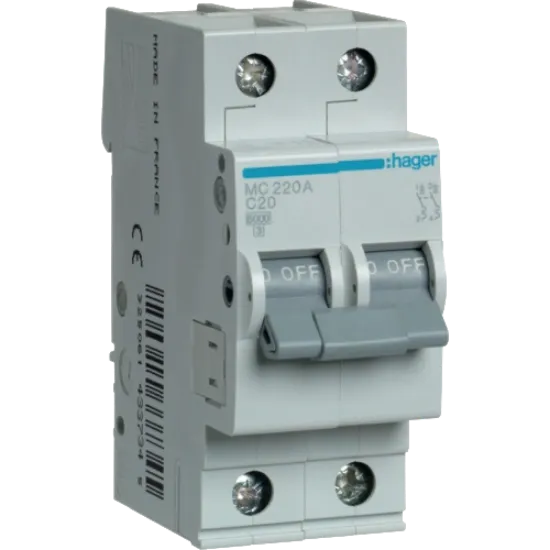  Зображення Hager Hager MC220A 20А 2P С 6 кА 