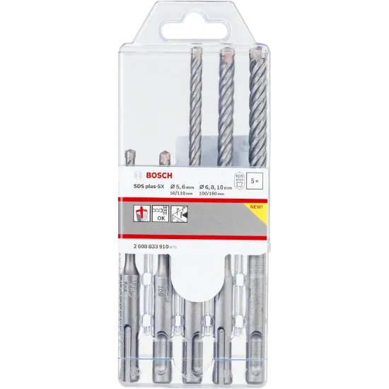  Зображення Bosch Bosch SDS plus-5X 5шт 5/6 x 110мм; 6/8/10 x 160мм 